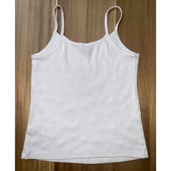 A New Day Womens White Floral Embellished Ribbed Tank Top With Spaghetti Straps - Picture 13 of 15